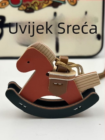 Privjesak za torbu – mini PU kožni konić, dekorativan privjesak, lagan, Trojan uzorak, proljeće 2025