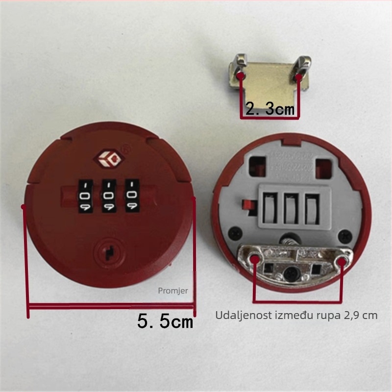 Prtljaga brava, ABS materijal, anti-krađa, rotirajuća brava s plosnim okvirom, zamjenski dio, ljeto 2023