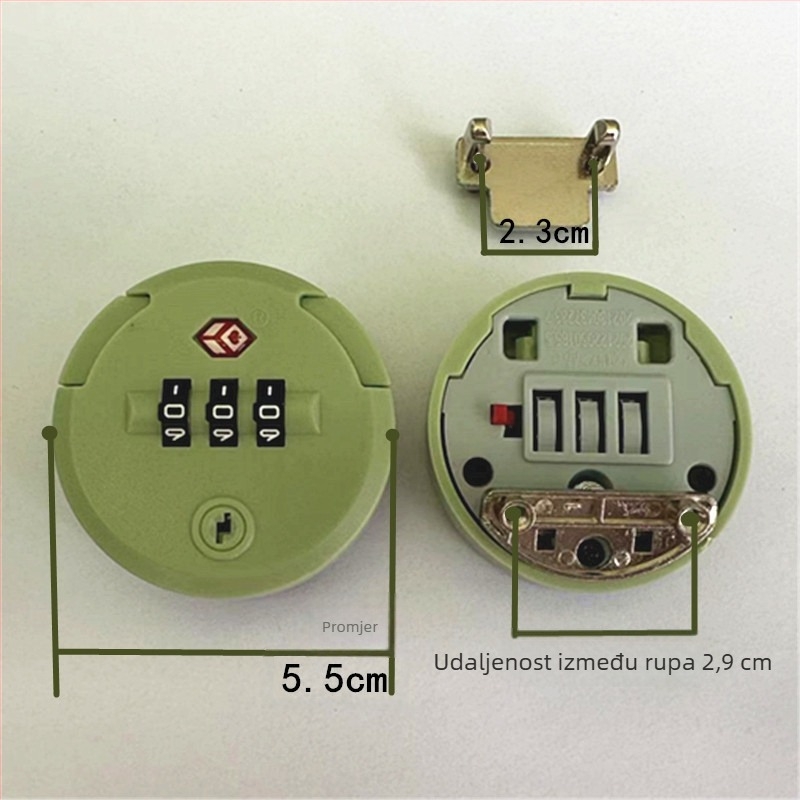 Prtljaga brava, ABS materijal, anti-krađa, rotirajuća brava s plosnim okvirom, zamjenski dio, ljeto 2023