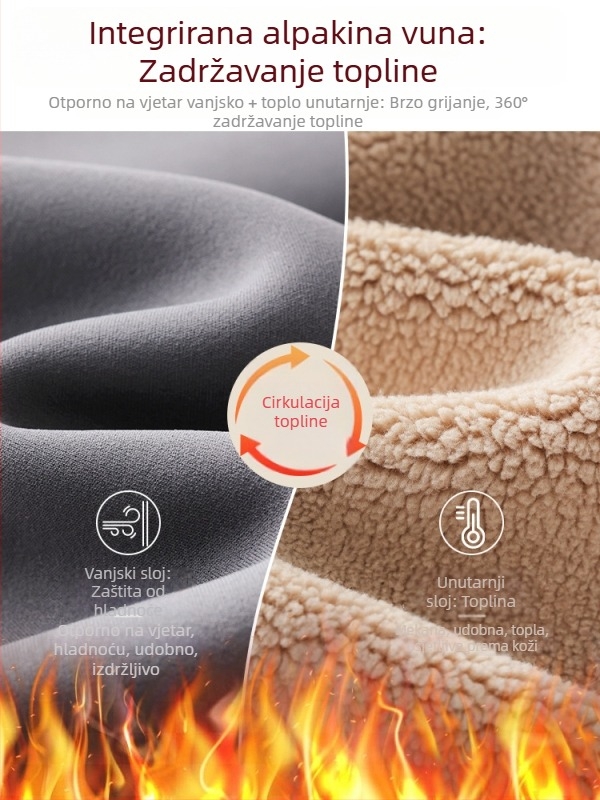 Legice s flis podstavom, visokim pojasom, tople i tijesno prilagodljive (Sastav: Nylon 50–70%, Alpaka 30–50%, Spandex; 450 g; visoka elastičnost; ekstra debeli; toplinska izolacija do -10°C)