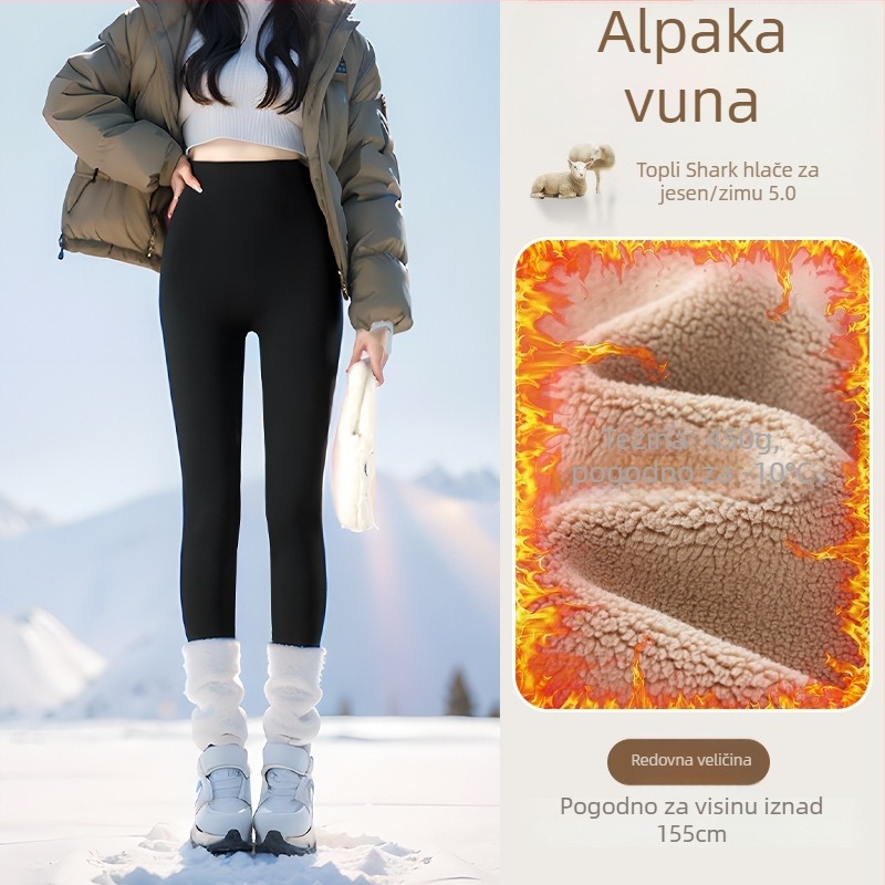Legice s flis podstavom, visokim pojasom, tople i tijesno prilagodljive (Sastav: Nylon 50–70%, Alpaka 30–50%, Spandex; 450 g; visoka elastičnost; ekstra debeli; toplinska izolacija do -10°C)