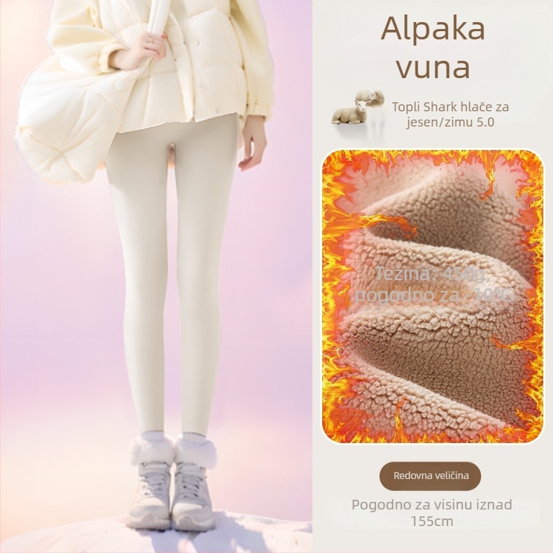 Legice s flis podstavom, visokim pojasom, tople i tijesno prilagodljive (Sastav: Nylon 50–70%, Alpaka 30–50%, Spandex; 450 g; visoka elastičnost; ekstra debeli; toplinska izolacija do -10°C)