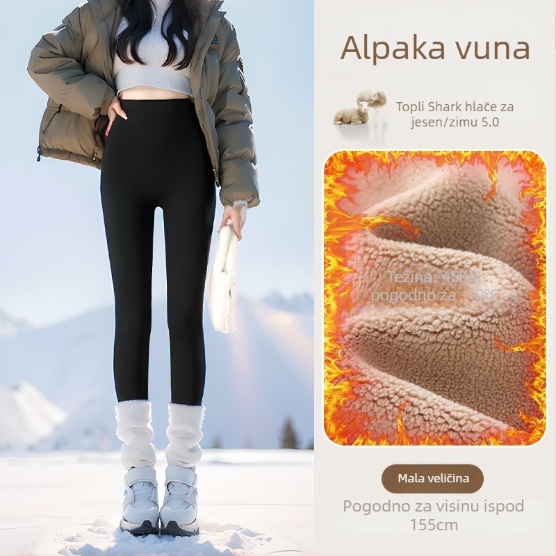 Legice s flis podstavom, visokim pojasom, tople i tijesno prilagodljive (Sastav: Nylon 50–70%, Alpaka 30–50%, Spandex; 450 g; visoka elastičnost; ekstra debeli; toplinska izolacija do -10°C)