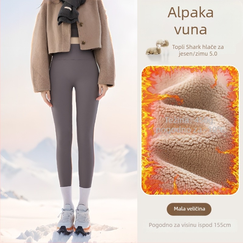 Legice s flis podstavom, visokim pojasom, tople i tijesno prilagodljive (Sastav: Nylon 50–70%, Alpaka 30–50%, Spandex; 450 g; visoka elastičnost; ekstra debeli; toplinska izolacija do -10°C)