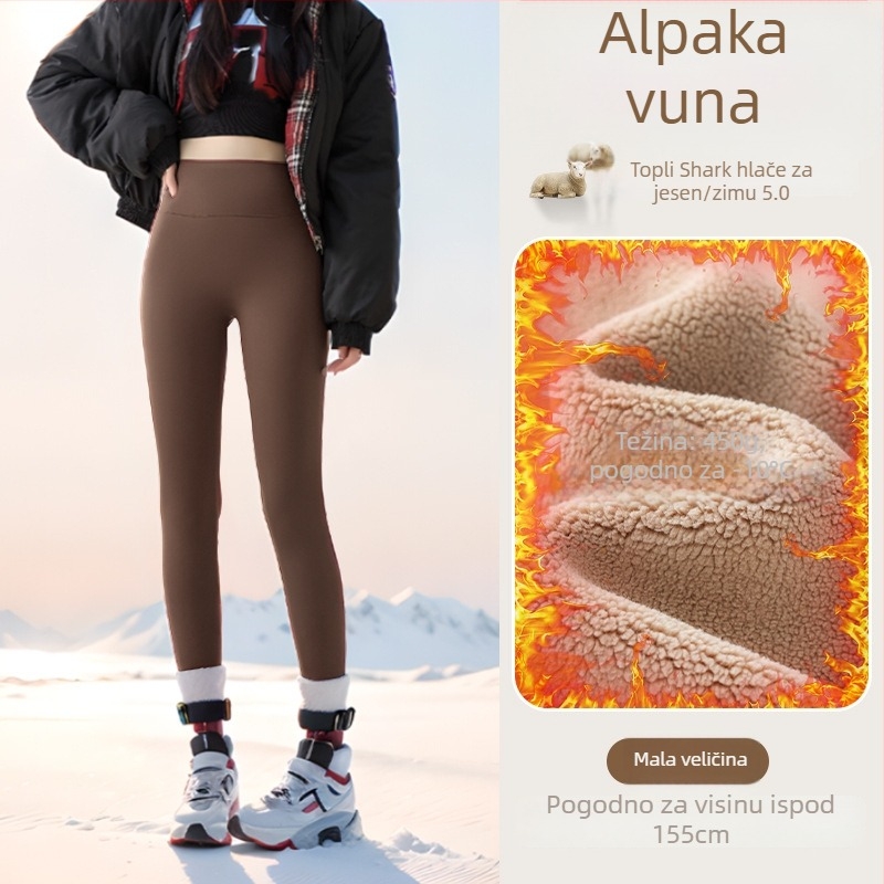 Legice s flis podstavom, visokim pojasom, tople i tijesno prilagodljive (Sastav: Nylon 50–70%, Alpaka 30–50%, Spandex; 450 g; visoka elastičnost; ekstra debeli; toplinska izolacija do -10°C)