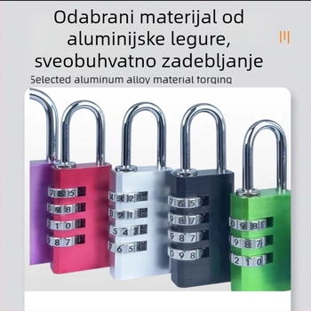 Katanac s lozinkom od aluminijske legure za fitness ormariće (model Qjd2024052201, debljina šipke zaključavanja: 3, način otključavanja: lozinka)
