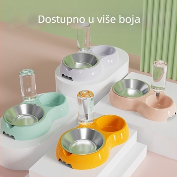 Posuda za hranjenje mačaka s integriranom vodom i hranom — Materijal: plast + nehrđajući čelik; Automatsko hranjenje; Marca: Dog Overlord; Pakiranje: 50; Za mačke