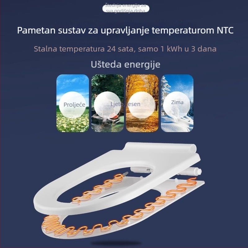 Grijani pametni poklopac za WC s daljinskim upravljanjem – konstantna temperatura, trenutačno grijanje, oblik U i V, polipropilen