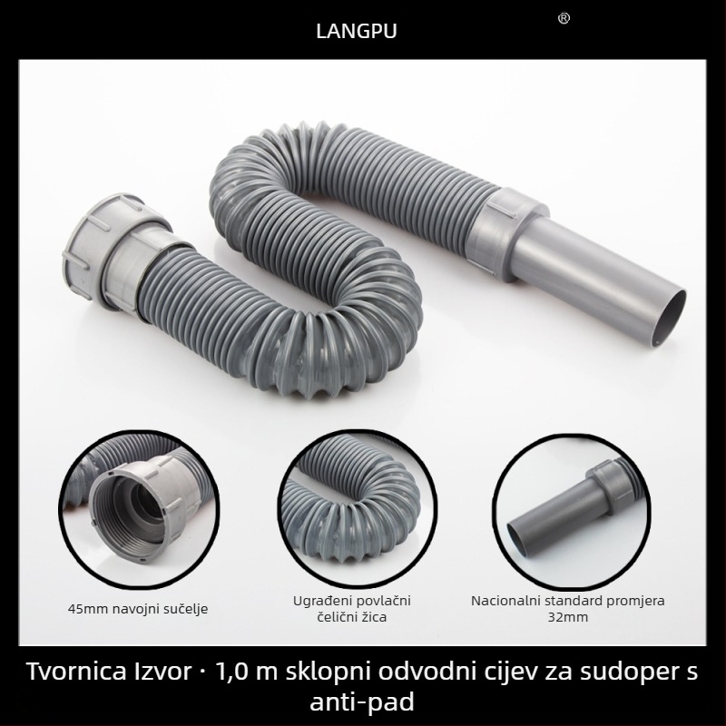 Kuhinjska odvodnja sudopera 8110 – nehrđajući čelik, LP, oblik P, vučni tip