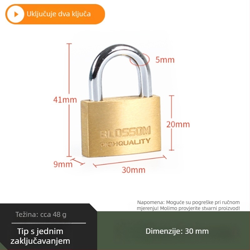 Plum Blossom Lock BC075 kućna brava od bakarnog legura, lukasto oblikovana – za ormariće, ladice, vrata i studentske domove