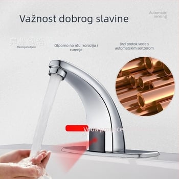 Senzorski faucet za umivaonik - nehrđajući čelik, keramički disk ventil, montaža na ploču, Ø20 ulaz/izlaz, jednostruki ručica