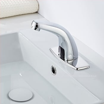 Senzorski faucet za umivaonik - nehrđajući čelik, keramički disk ventil, montaža na ploču, Ø20 ulaz/izlaz, jednostruki ručica