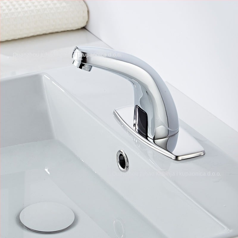 Senzorski faucet za umivaonik - nehrđajući čelik, keramički disk ventil, montaža na ploču, Ø20 ulaz/izlaz, jednostruki ručica