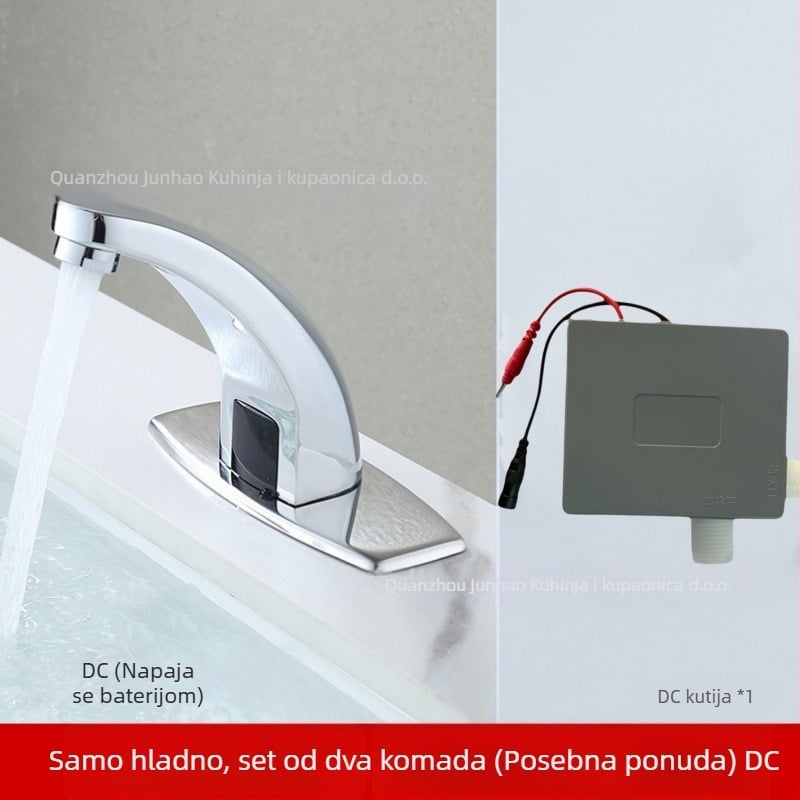 Senzorski faucet za umivaonik - nehrđajući čelik, keramički disk ventil, montaža na ploču, Ø20 ulaz/izlaz, jednostruki ručica