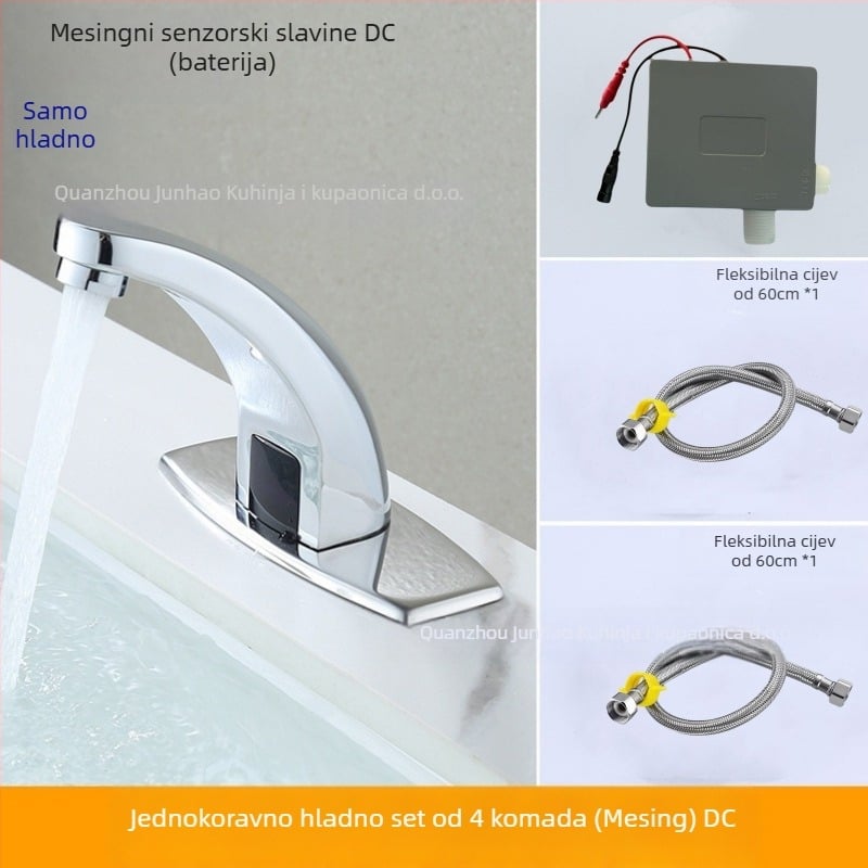 Senzorski faucet za umivaonik - nehrđajući čelik, keramički disk ventil, montaža na ploču, Ø20 ulaz/izlaz, jednostruki ručica