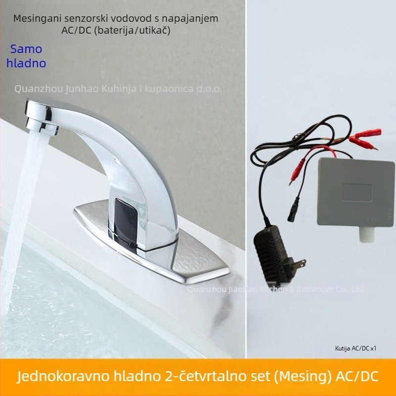 Senzorski faucet za umivaonik - nehrđajući čelik, keramički disk ventil, montaža na ploču, Ø20 ulaz/izlaz, jednostruki ručica