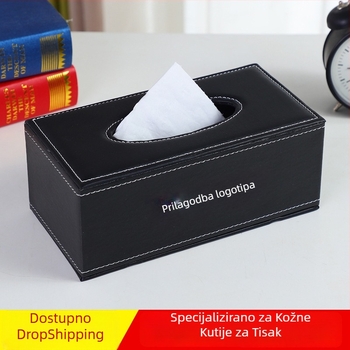 PU kožna kutija za maramice s logom, uklonjive maramice, vodootporna, višestruka namjena – za auto, dnevnu sobu, kupaonu