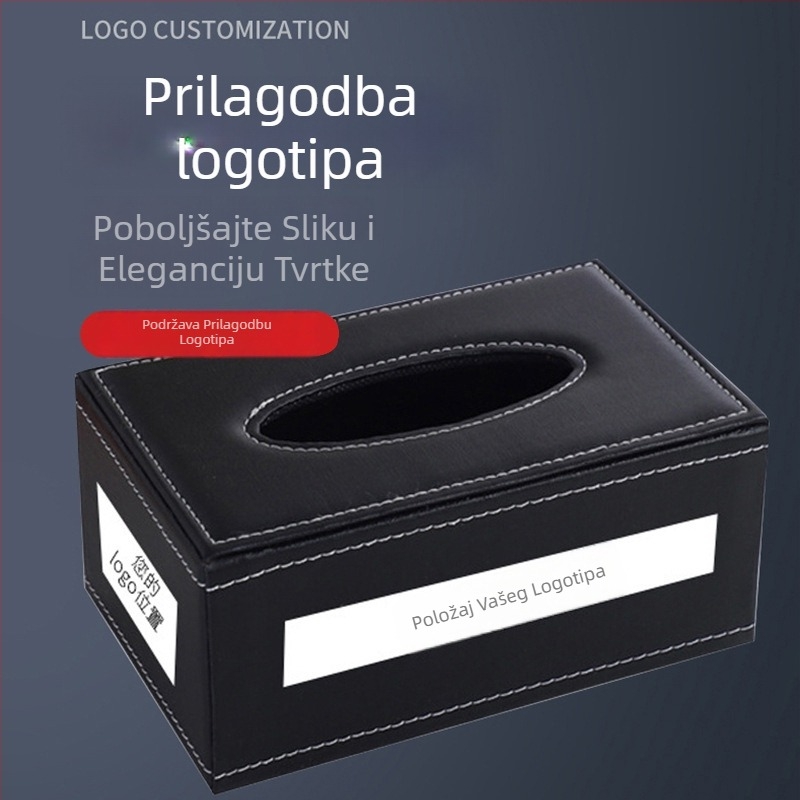 PU kožna kutija za maramice s logom, uklonjive maramice, vodootporna, višestruka namjena – za auto, dnevnu sobu, kupaonu