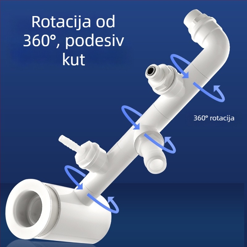 PVC kuhinjski odvodni T-spoj s tri izlaza i prefiltr za kontrolu mirisa