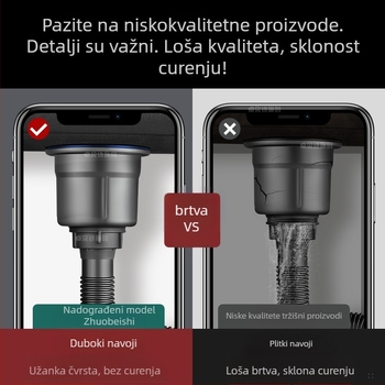 Dvoslojni koš za odvod vode od nehrđajućeg čelika za sudoper – univerzalno za jednostavne i dvostruke sudopere, 304 nehrđajući čelik, moderni minimalistički stil