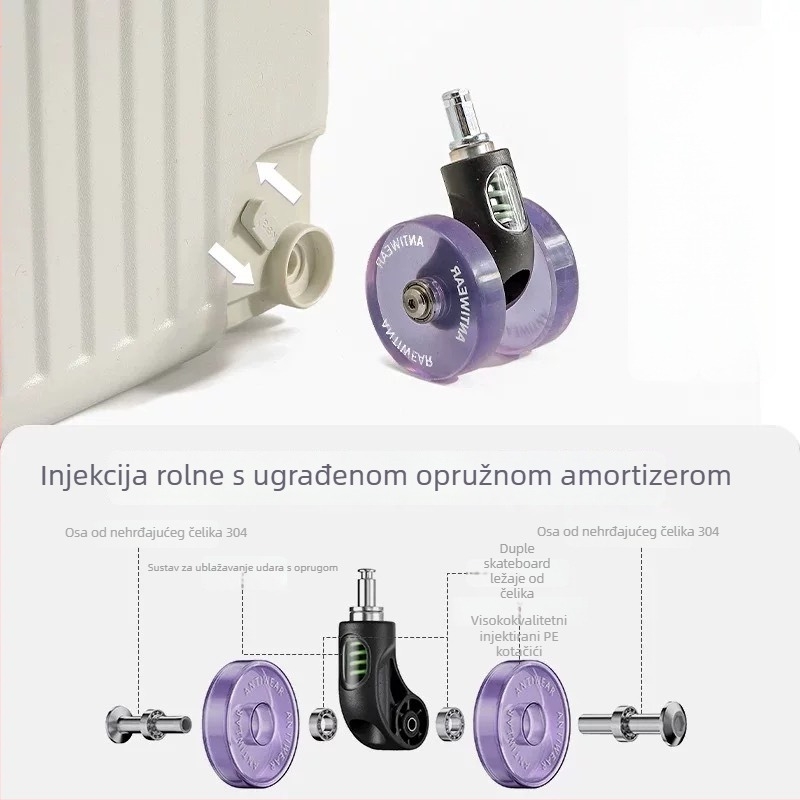 Set kotača za prtljagu s tihim univerzalnim kotačićima — Mige Fort, debeli PU, ultra lagan, antibakterijski, proljeće 2025