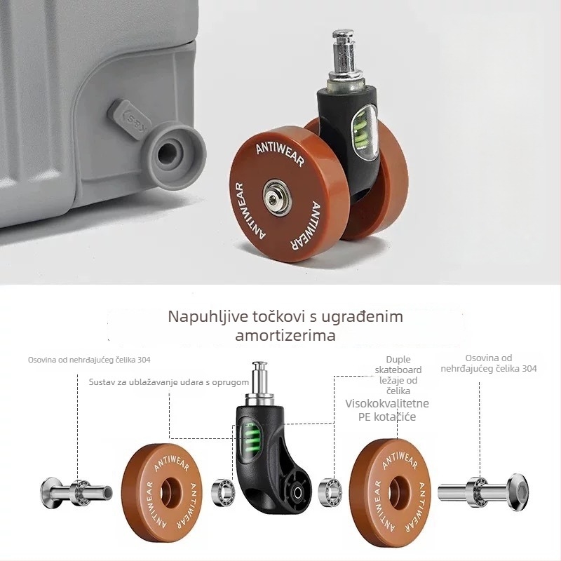 Set kotača za prtljagu s tihim univerzalnim kotačićima — Mige Fort, debeli PU, ultra lagan, antibakterijski, proljeće 2025
