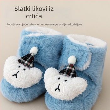 Dječje unutarnje tenisice s Velcro zatvaračem, gornji dio platna, debeli velur unutrašnjost, protuklizna potplat, uzrast 0–36 mjeseci