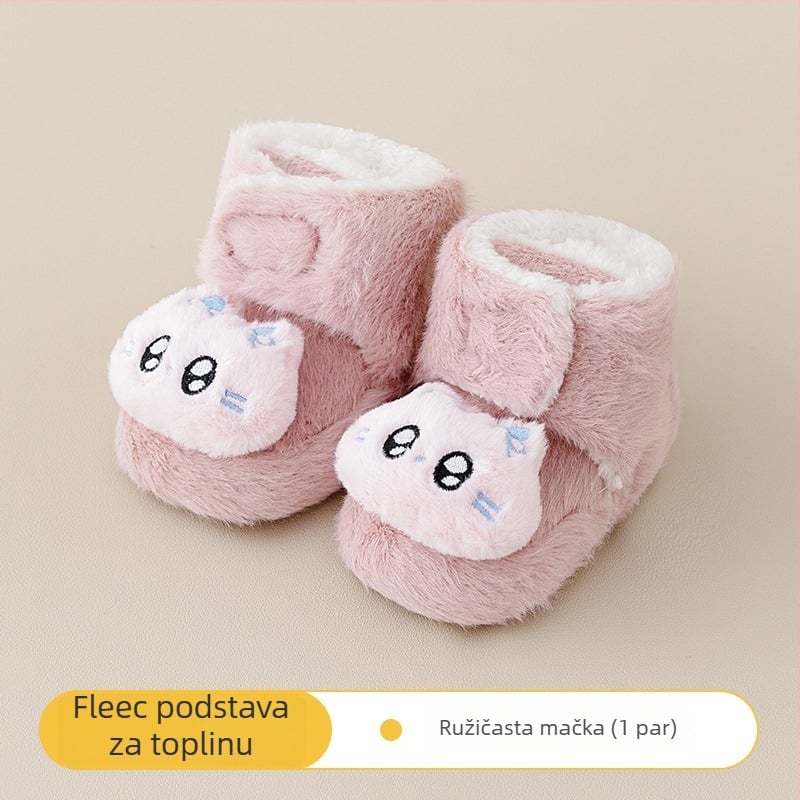 Dječje unutarnje tenisice s Velcro zatvaračem, gornji dio platna, debeli velur unutrašnjost, protuklizna potplat, uzrast 0–36 mjeseci