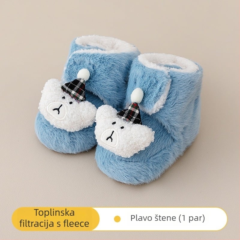 Dječje unutarnje tenisice s Velcro zatvaračem, gornji dio platna, debeli velur unutrašnjost, protuklizna potplat, uzrast 0–36 mjeseci