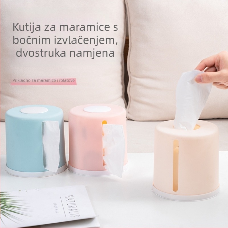Okružna stolna kutija za papirnate ručnike na rolu — PP materijal, višenamjenska, moderan stil, pogodna za dnevni boravak i kupaonicu