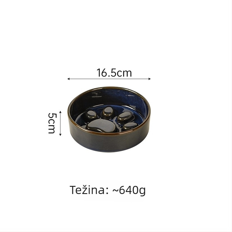 Keramičke posude za kućne ljubimce (mačke i psi), japanskog stila, pečene u peći, dvostruke zdjele s sporim hranjenjem, zaštita od gušenja i prolijevanja