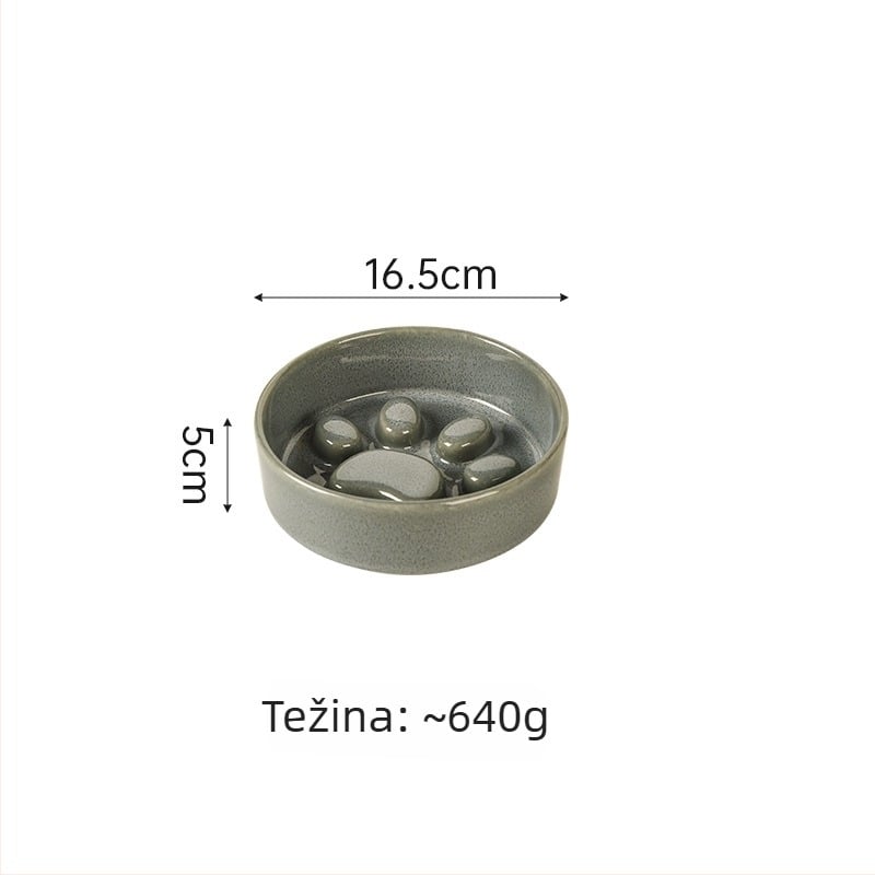 Keramičke posude za kućne ljubimce (mačke i psi), japanskog stila, pečene u peći, dvostruke zdjele s sporim hranjenjem, zaštita od gušenja i prolijevanja