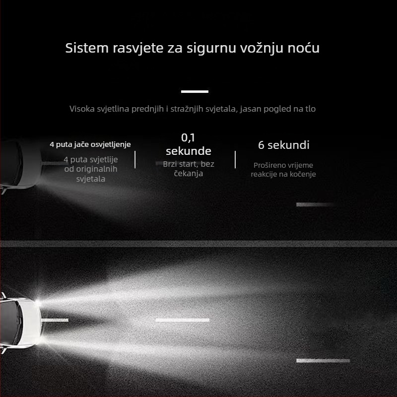 LED automobilske svjetlosne lampe za niski snop, kompatibilno s H1/4/7/11/9005/9012, 12V, 80–90W