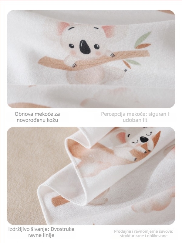 Zavijanje novorođenčadi od pamuka s karikaturnim uzorkom, lagano za proljeće-ljeto, sigurnosna razina A, za 0–12 mjeseci