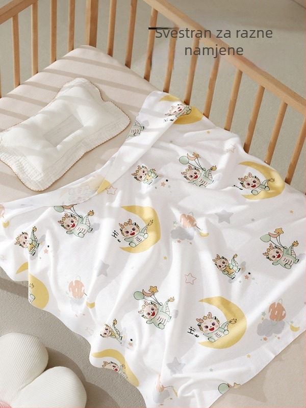 Zavijanje novorođenčadi od pamuka s karikaturnim uzorkom, lagano za proljeće-ljeto, sigurnosna razina A, za 0–12 mjeseci