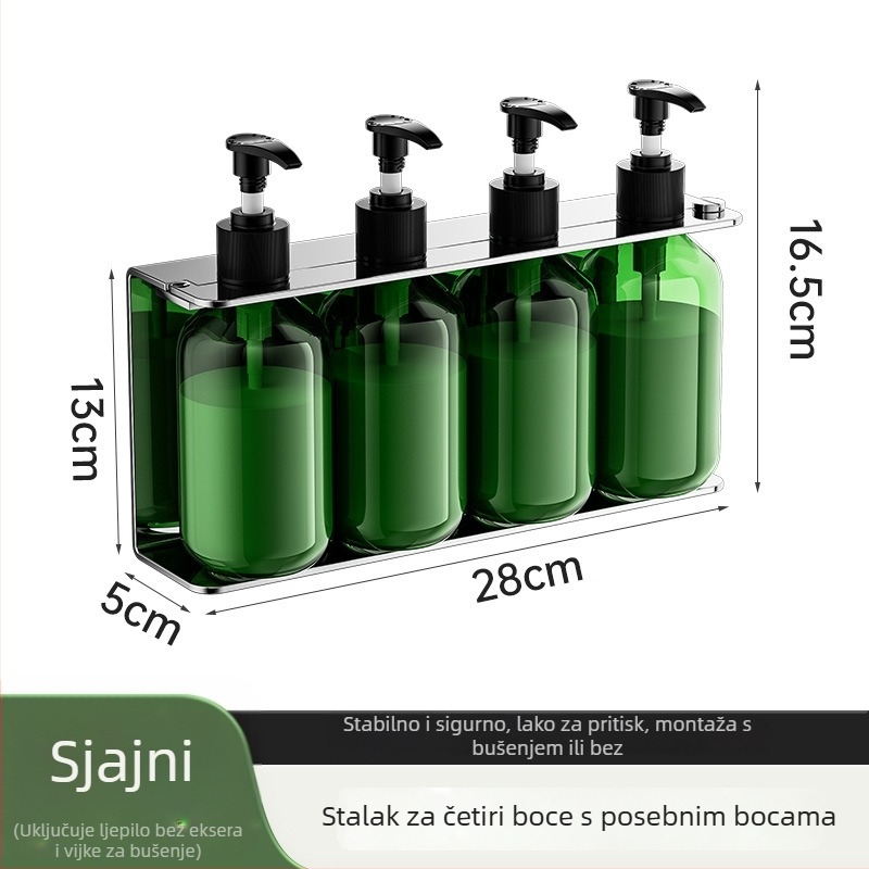Dispenzer za sapun od nehrđajućeg čelika 304, na zid, bez bušenja, ručno pritiskanje, polirani završetak, moderan stil, za hotelske kupaonice
