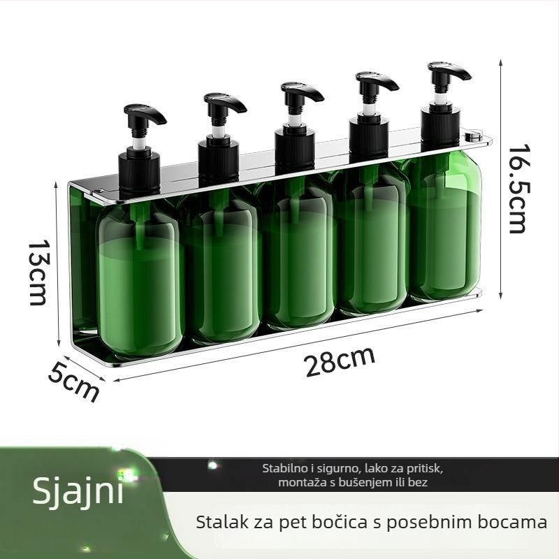 Dispenzer za sapun od nehrđajućeg čelika 304, na zid, bez bušenja, ručno pritiskanje, polirani završetak, moderan stil, za hotelske kupaonice