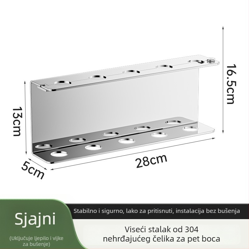 Dispenzer za sapun od nehrđajućeg čelika 304, na zid, bez bušenja, ručno pritiskanje, polirani završetak, moderan stil, za hotelske kupaonice