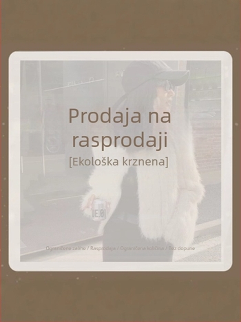 Kaput od umjetnog krzna, korejsko-japanski ležerni stil, V-izrez, dugi rukavi, glavni materijal: umjetno krzno, udio vlakna ≥95%