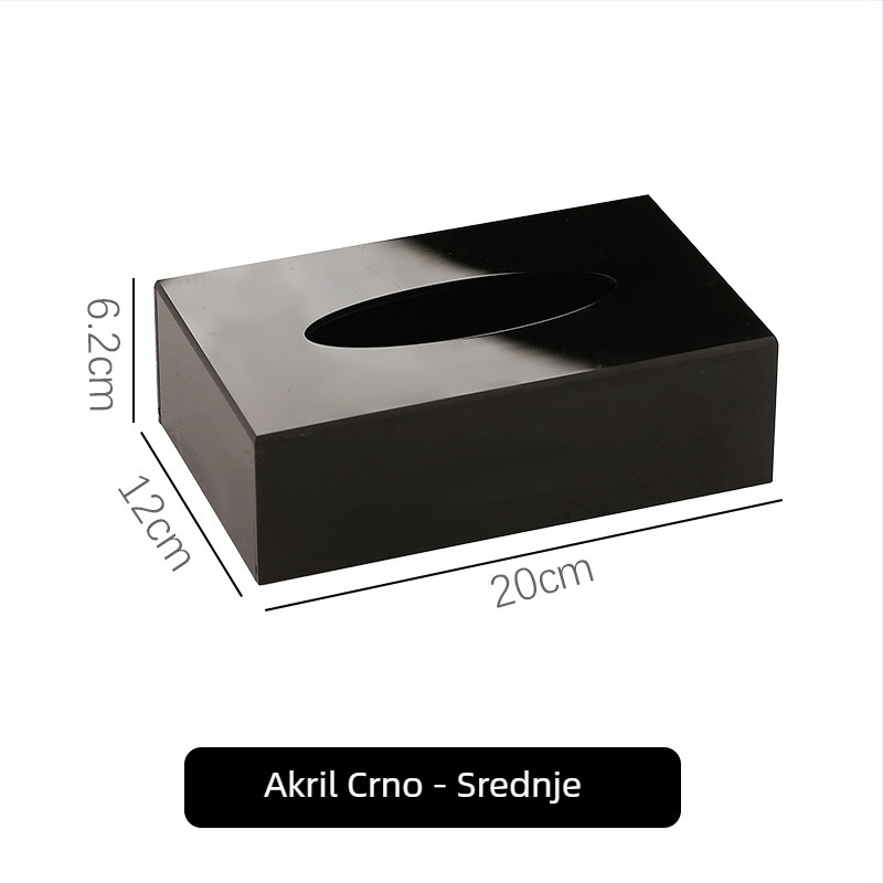 Akrilna udubljena kutija za papirnate maramice – model TJL-009, za hotele, KTV i restorane; materijal: akril; pogodna za uklonjive papirnate maramice; ispisano logo; prilagodljivo; moderni minimalistički stil; višestruka namjena