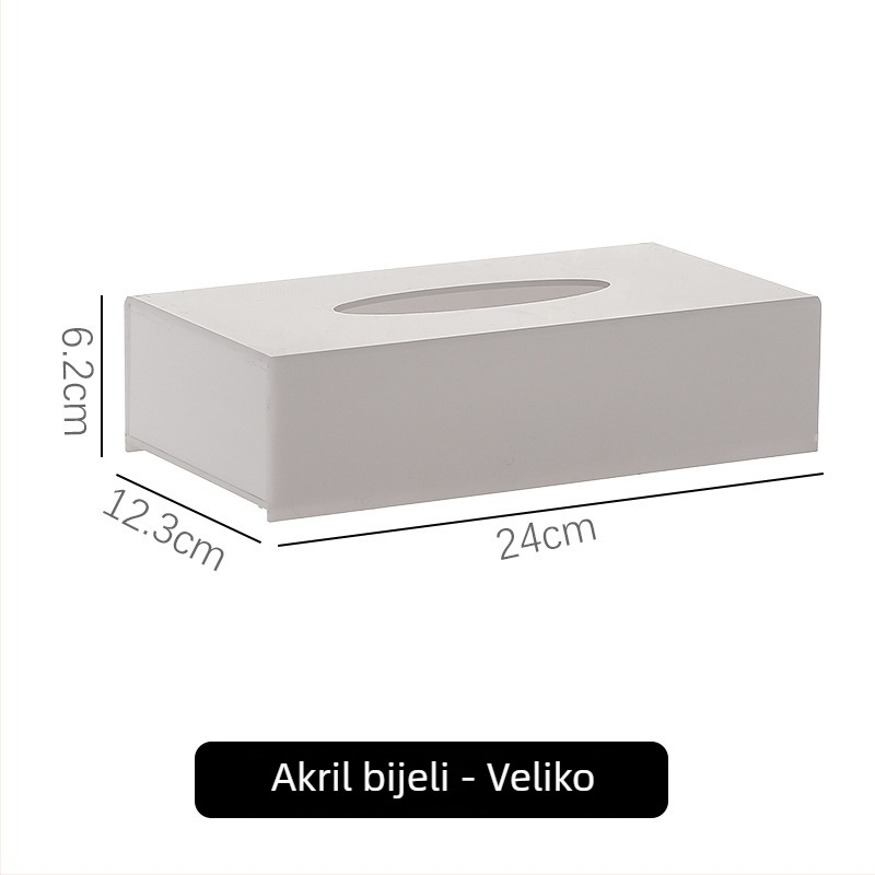 Akrilna udubljena kutija za papirnate maramice – model TJL-009, za hotele, KTV i restorane; materijal: akril; pogodna za uklonjive papirnate maramice; ispisano logo; prilagodljivo; moderni minimalistički stil; višestruka namjena