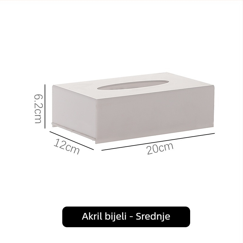 Akrilna udubljena kutija za papirnate maramice – model TJL-009, za hotele, KTV i restorane; materijal: akril; pogodna za uklonjive papirnate maramice; ispisano logo; prilagodljivo; moderni minimalistički stil; višestruka namjena
