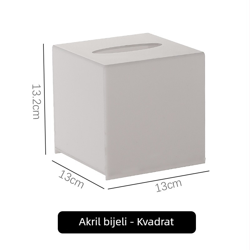 Akrilna udubljena kutija za papirnate maramice – model TJL-009, za hotele, KTV i restorane; materijal: akril; pogodna za uklonjive papirnate maramice; ispisano logo; prilagodljivo; moderni minimalistički stil; višestruka namjena
