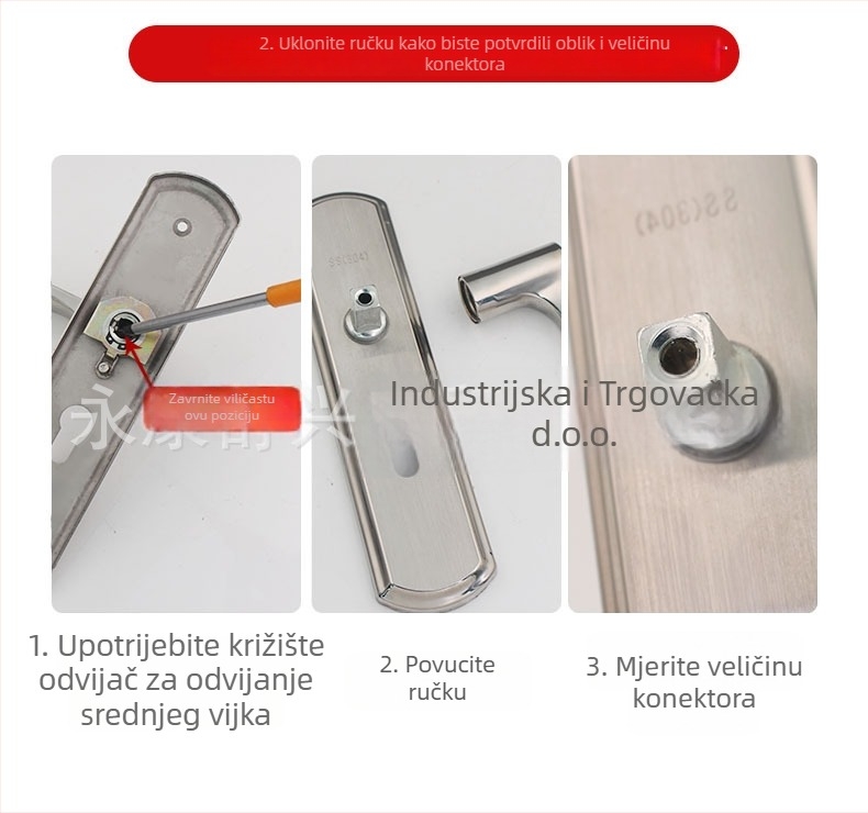 Unutarnja kvaka za vrata, nehrđajući čelik, moderni minimalistički stil, univerzalna prilagodba unutarnjim vratima