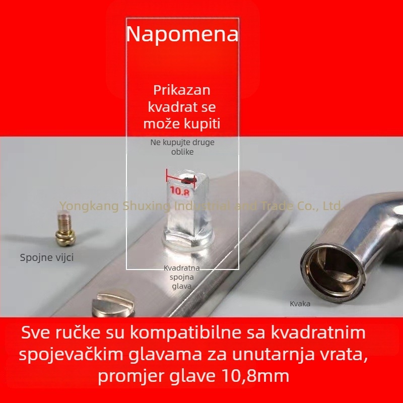 Unutarnja kvaka za vrata, nehrđajući čelik, moderni minimalistički stil, univerzalna prilagodba unutarnjim vratima