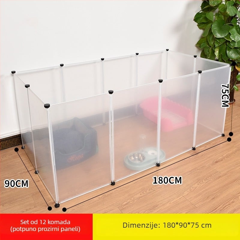 Plastična unutarnja ograda za kućne ljubimce za pse i zečeve s prozirnim panelom