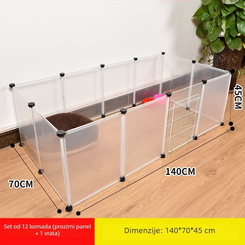 Plastična unutarnja ograda za kućne ljubimce za pse i zečeve s prozirnim panelom