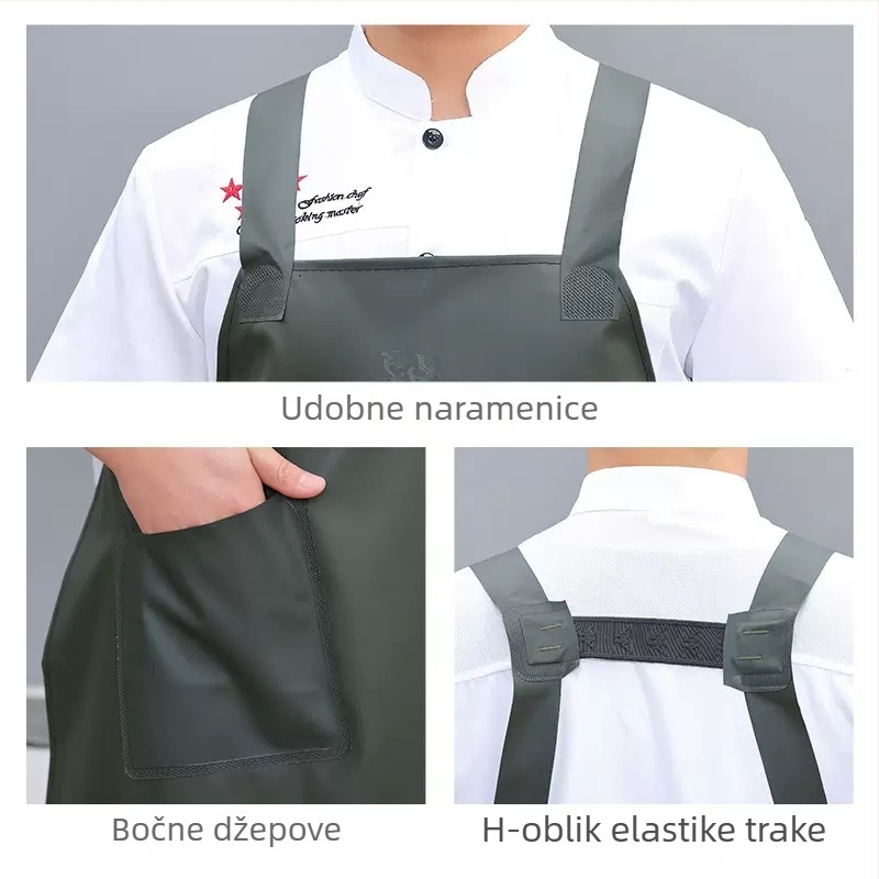 PU pregača bez rukava, otporna na ulje i mrlje, moderni minimalistički stil, jednobojna