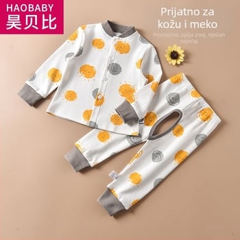 Pamukasti dječji kardigan set s otvorom u preponi, dugi rukav, za djecu 1–3 godine, proljeće-jesen