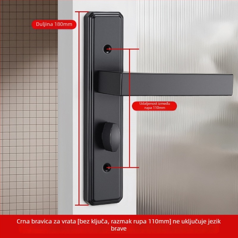 Brava za vrata s jednim jezičkom, željezna, model T0709, za vrata od aluminijskog legura, bez ključa